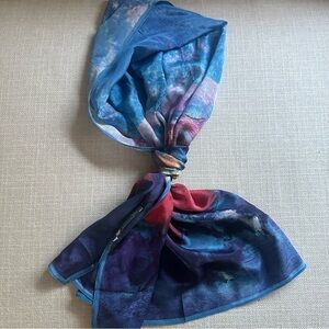 Cocoon House 100% silk Elegant Blue and Red Scarf